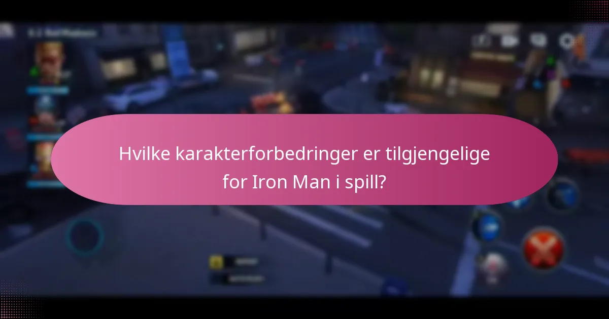 Hvilke karakterforbedringer er tilgjengelige for Iron Man i spill?