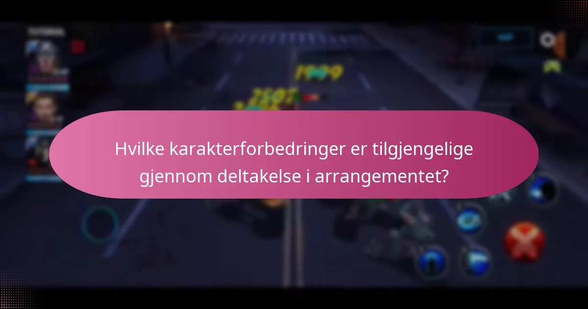 Hvilke karakterforbedringer er tilgjengelige gjennom deltakelse i arrangementet?